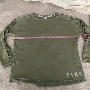 Pink tunic style sweatshirt with cut out sleeves, SIZE XSMALL, EUC